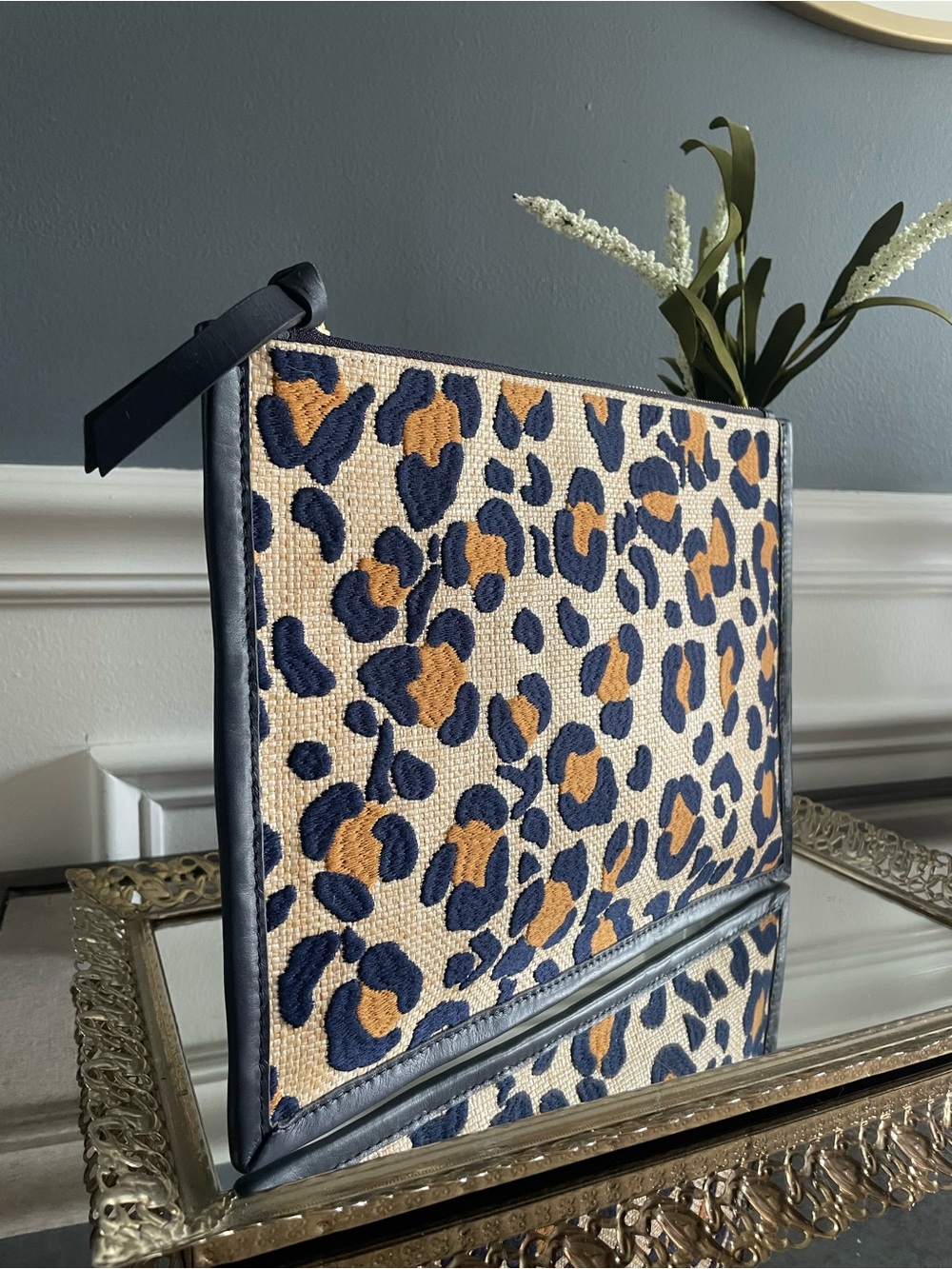 Boden Cheetah Raffia Clutch - Picture 2 of 5